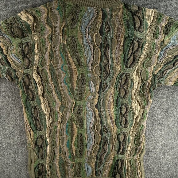 COOGI Australia Sweater Women Medium Green Knit Pullover Turtleneck Padded Shldr - Picture 15 of 16